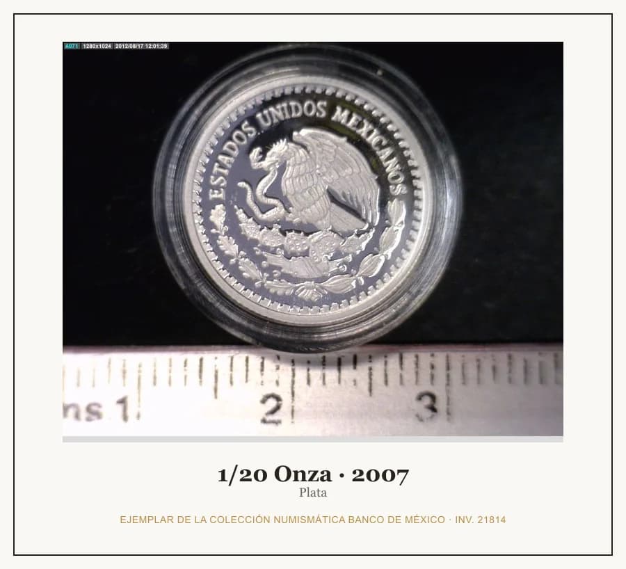 1/20 Onza · 2007 — Ejemplar de la Colección Numismática Banco de México, inv. 21814