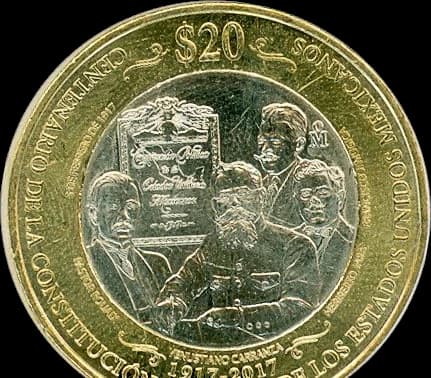 Reverso de moneda 20 Pesos 2017 (Conmemorativa), bimetálica