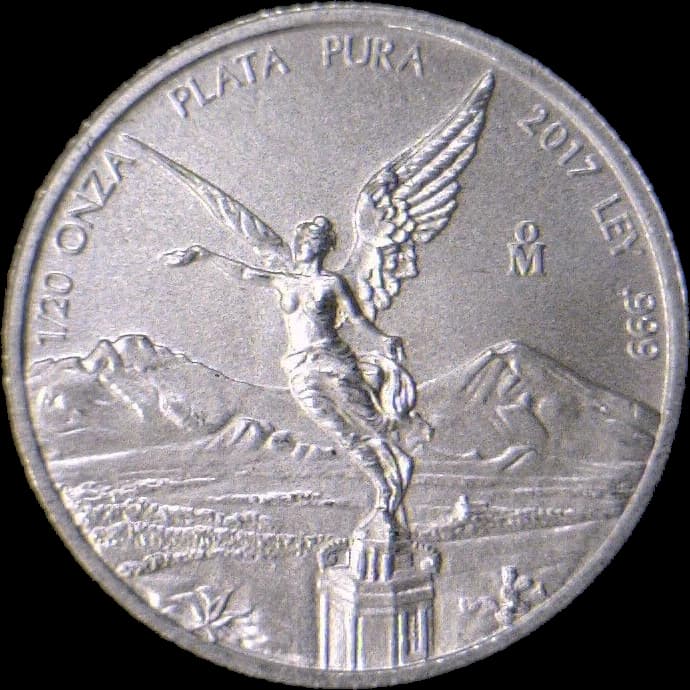Reverso de moneda 1/20 Onza 2017, plata 0.999