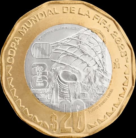 Moneda 20 pesos Mundial 2026 Monterrey