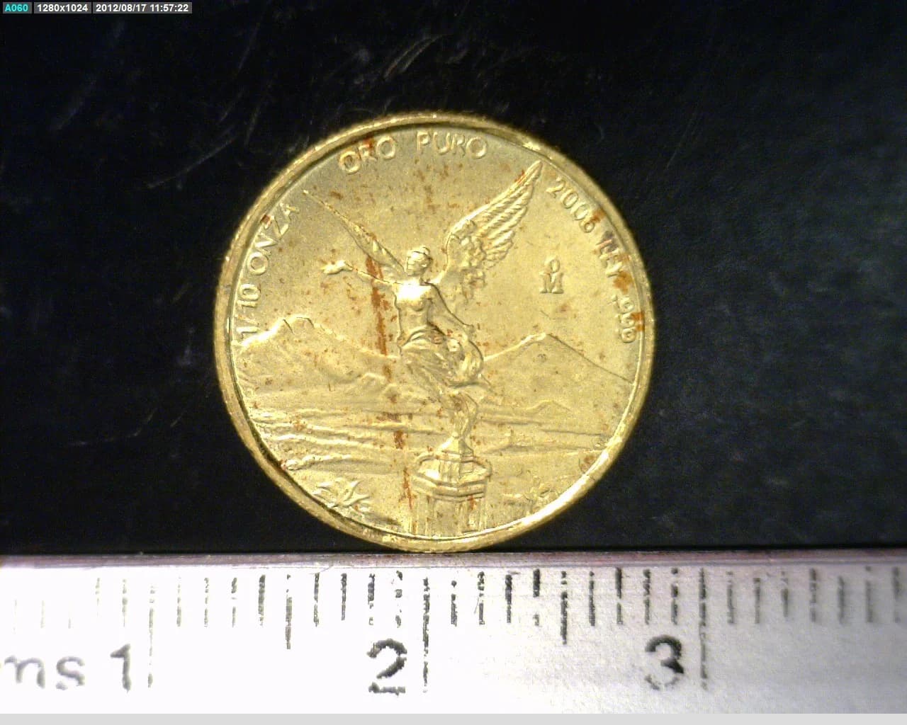 1/10 oz Libertad Oro 2006 · Inventario Banxico 21830 (reverso)