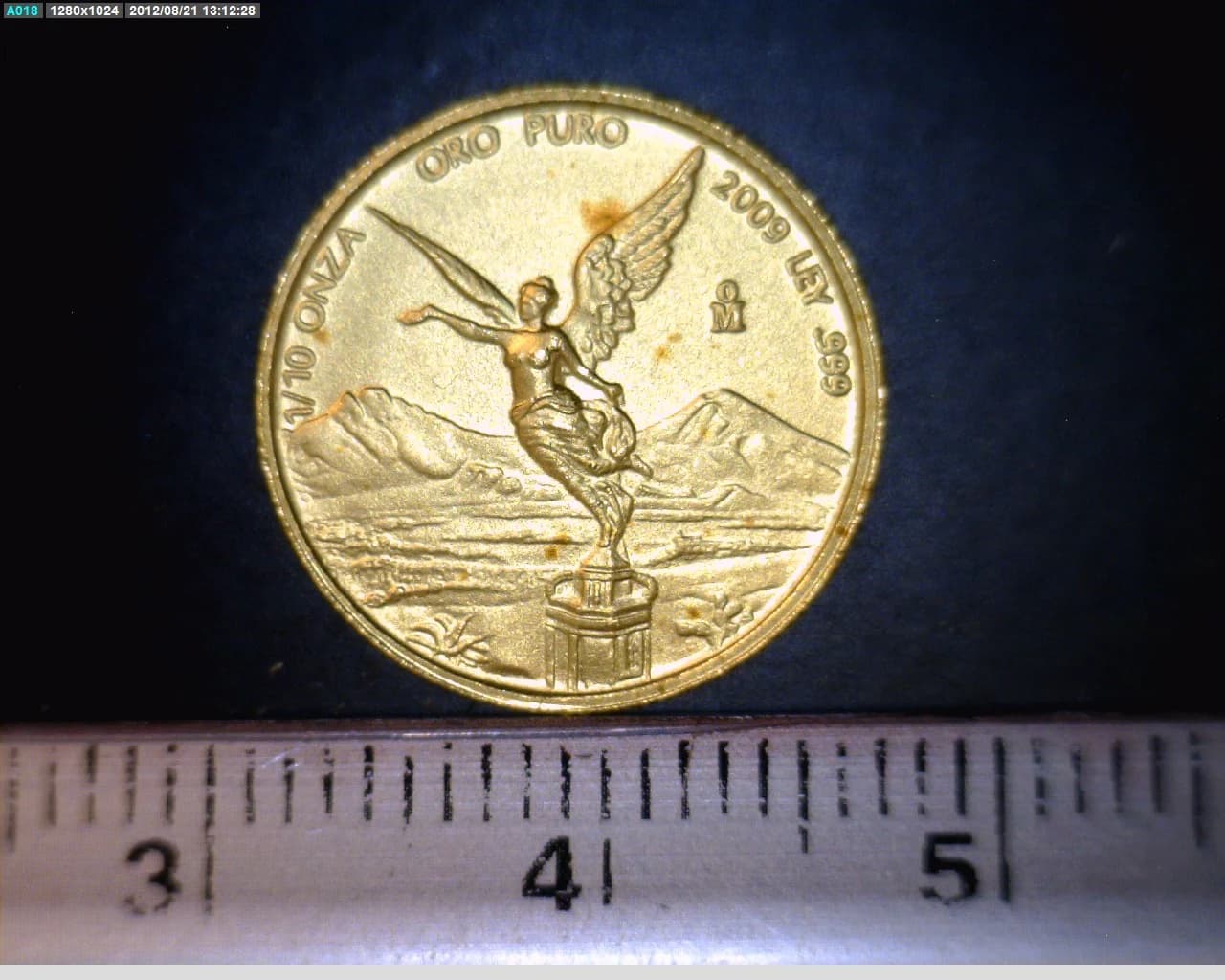 1/10 oz Libertad Oro 2009 · Inventario Banxico 22154 (reverso)
