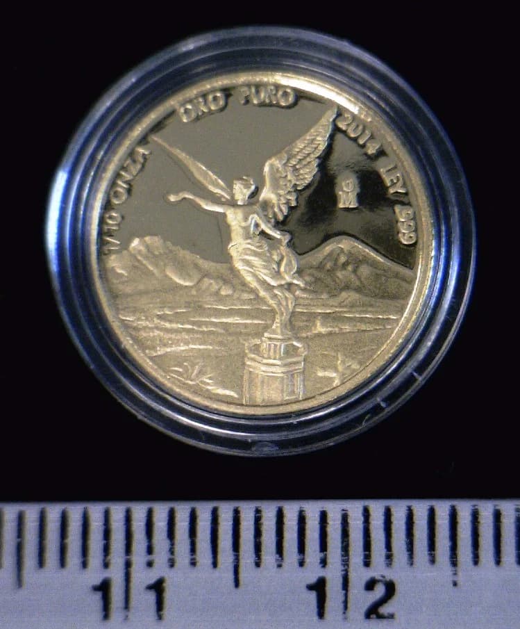 1/10 oz Libertad Oro 2014 · Inventario Banxico 23667 (reverso)