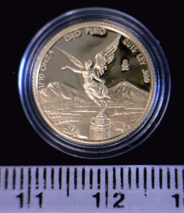 1/10 oz Libertad Oro 2015 · Inventario Banxico 23669 (reverso)