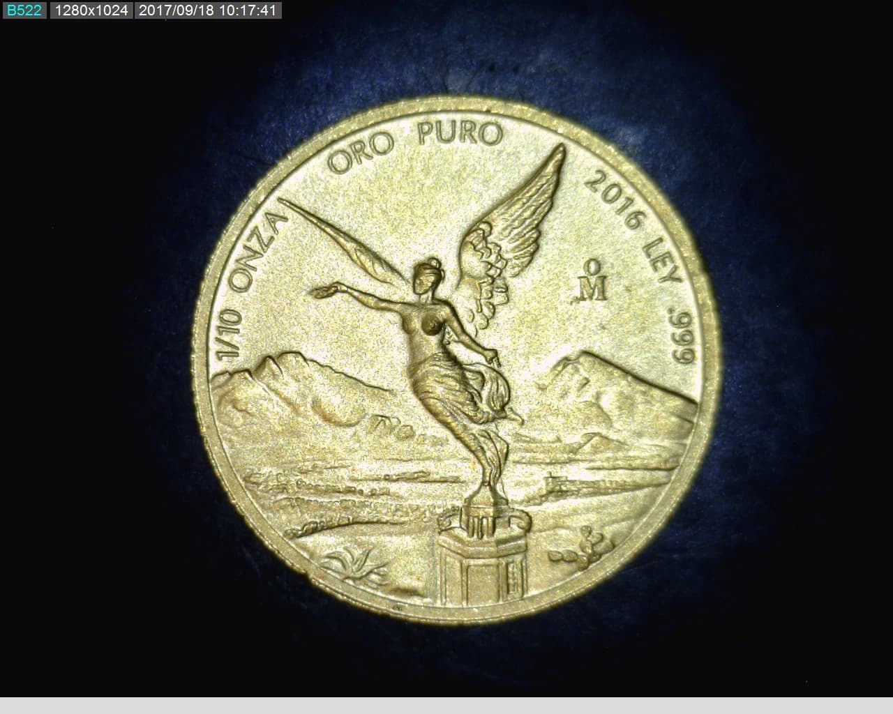 1/10 oz Libertad Oro 2016 · Inventario Banxico 23933 (reverso)