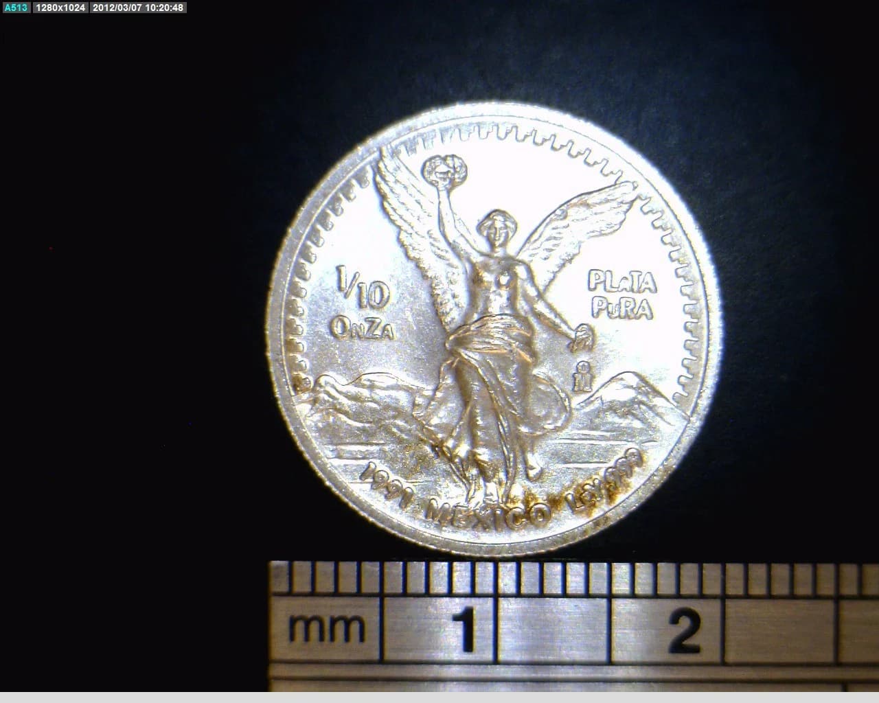1/10 oz Libertad Plata 1991 · Inventario Banxico 17674 (reverso)