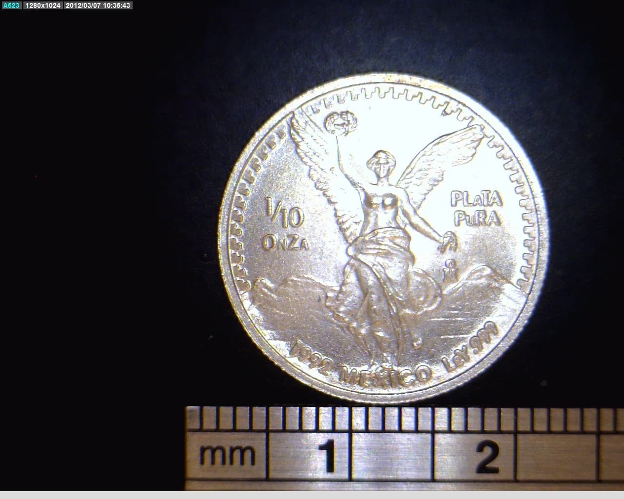 1/10 oz Libertad Plata 1992 · Inventario Banxico 17699 (reverso)