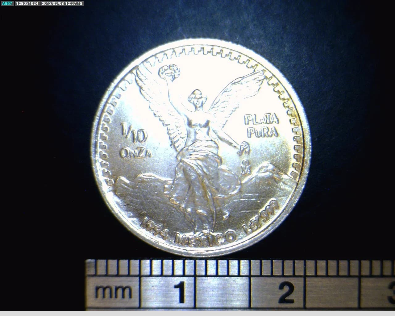 1/10 oz Libertad Plata 1994 · Inventario Banxico 17749 (reverso)