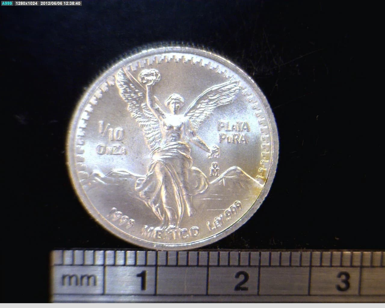 1/10 oz Libertad Plata 1995 · Inventario Banxico 19179 (reverso)