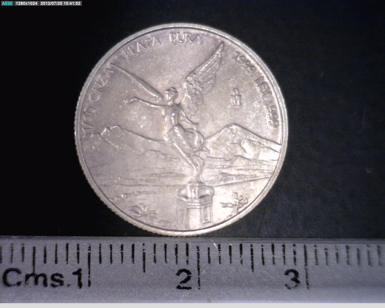 1/10 oz Libertad Plata 1999 · Inventario Banxico 20762 (reverso)