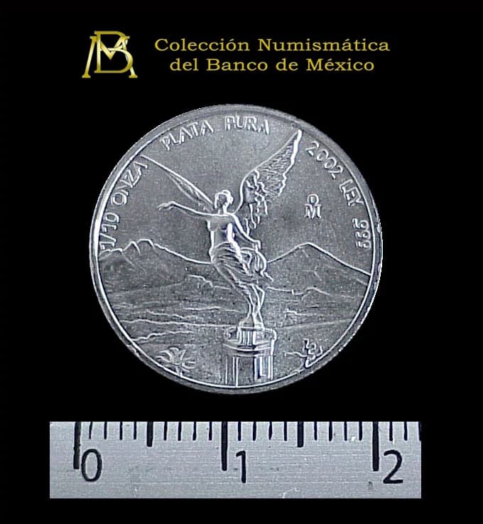 1/10 oz Libertad Plata 2002 · Inventario Banxico 20919 (reverso)