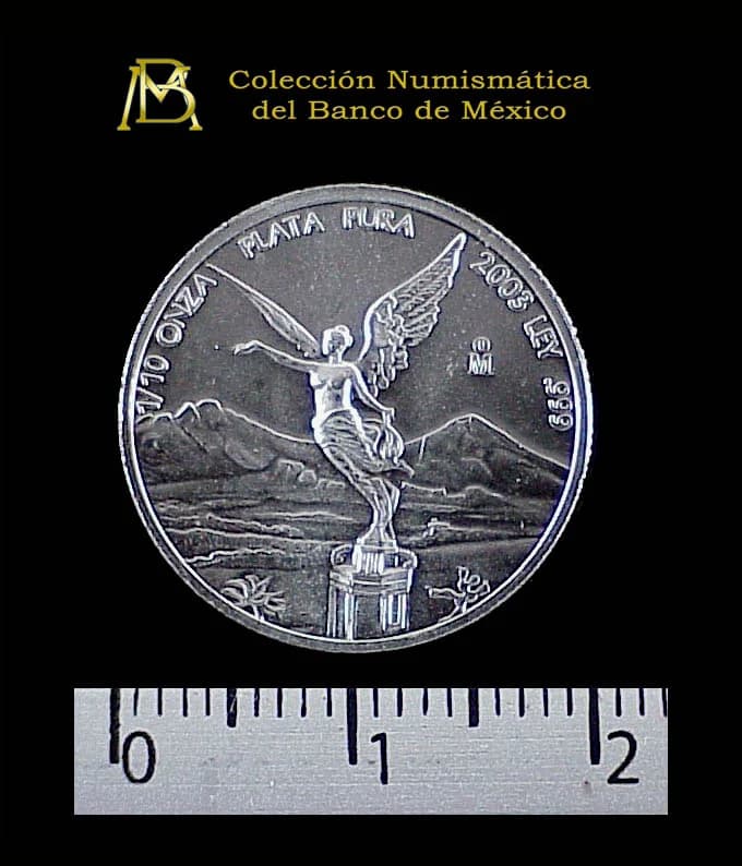 1/10 oz Libertad Plata 2003 · Inventario Banxico 21007 (reverso)