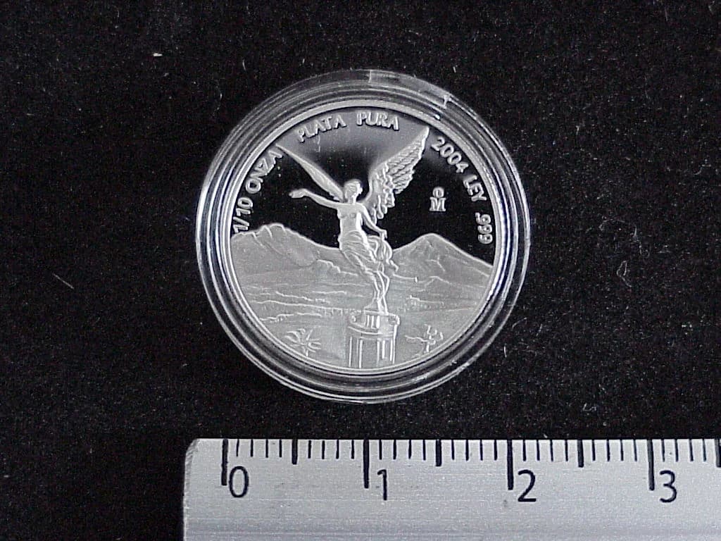 1/10 oz Libertad Plata 2004 · Inventario Banxico 21173 (reverso)