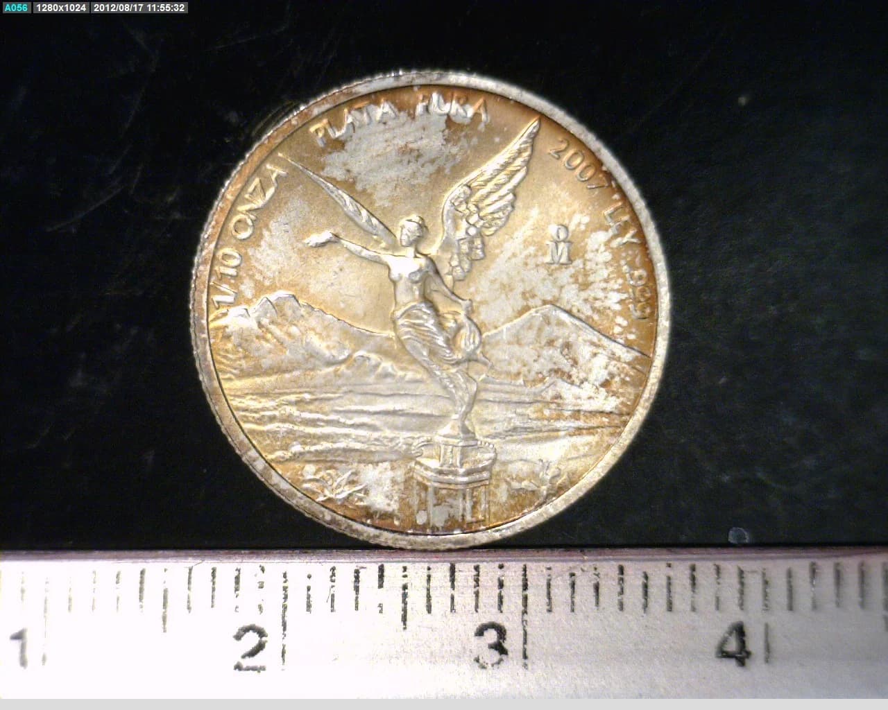 1/10 oz Libertad Plata 2007 · Inventario Banxico 21816 (reverso)