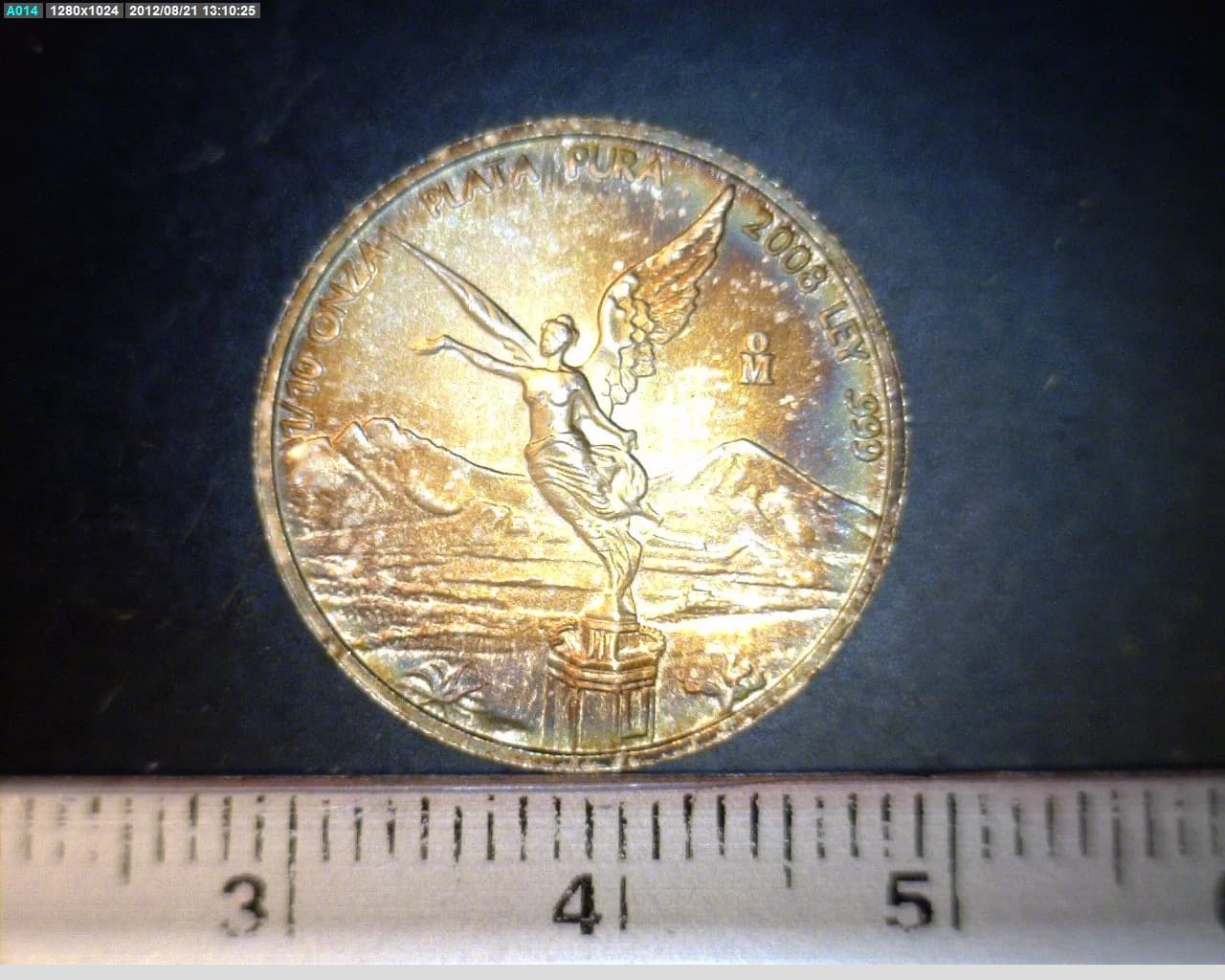 1/10 oz Libertad Plata 2008 · Inventario Banxico 22174 (reverso)