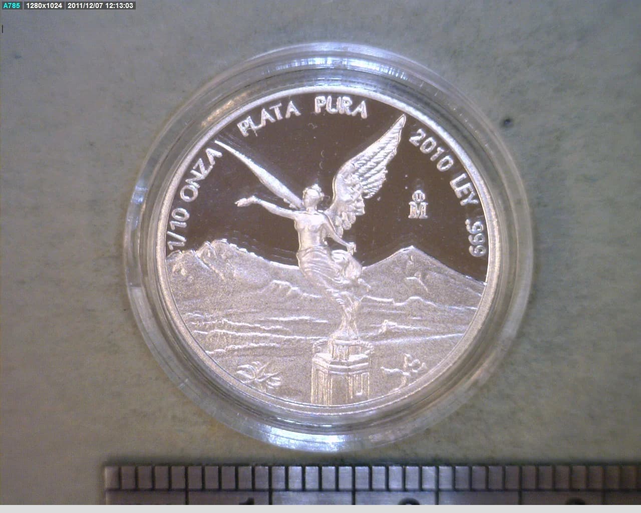 1/10 oz Libertad Plata 2010 · Inventario Banxico 22684 (reverso)