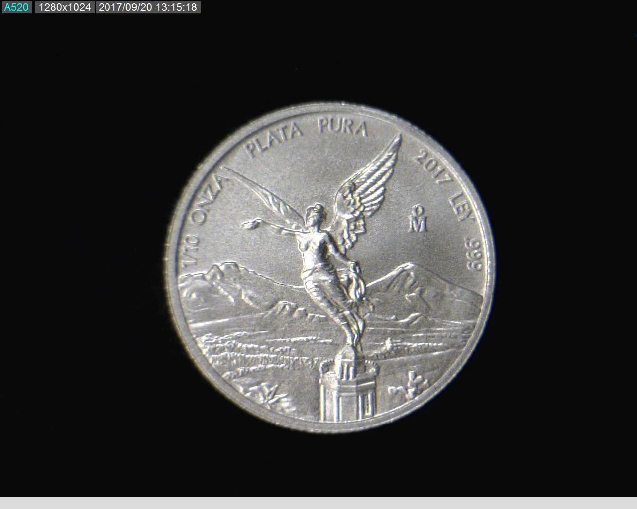 1/10 oz Libertad Plata 2017 · Inventario Banxico 23908 (reverso)