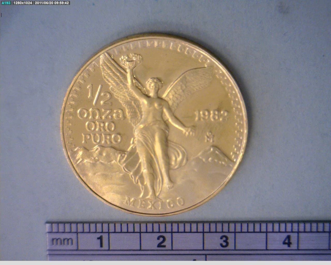 1/2 oz Libertad Oro 1982 · Inventario Banxico 16115 (reverso)