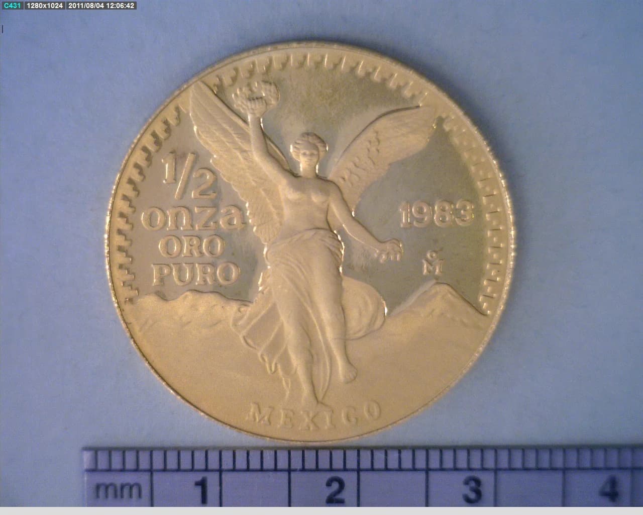 1/2 oz Libertad Oro 1983 · Inventario Banxico 16559 (reverso)