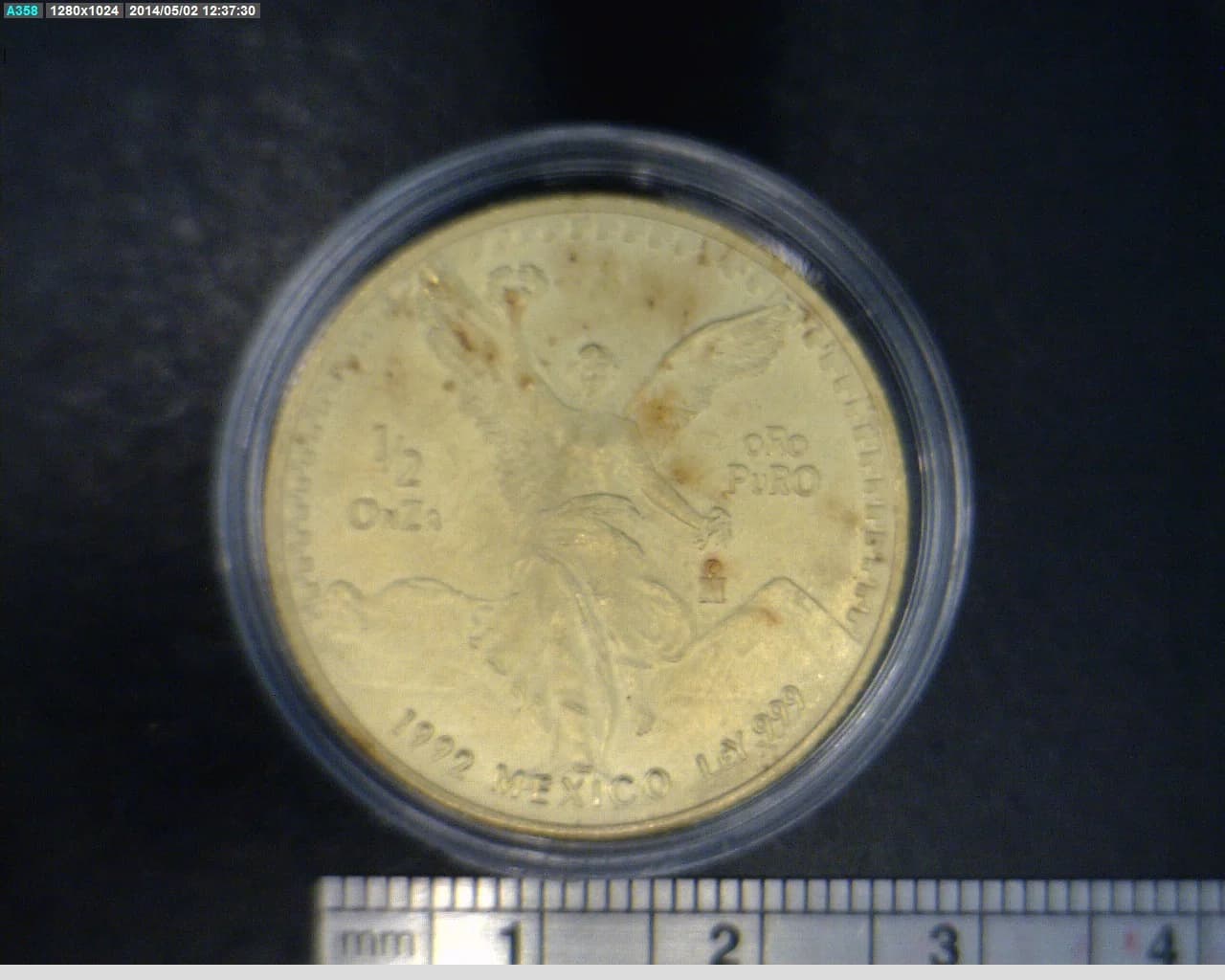 1/2 oz Libertad Oro 1992 · Inventario Banxico 17552 (reverso)
