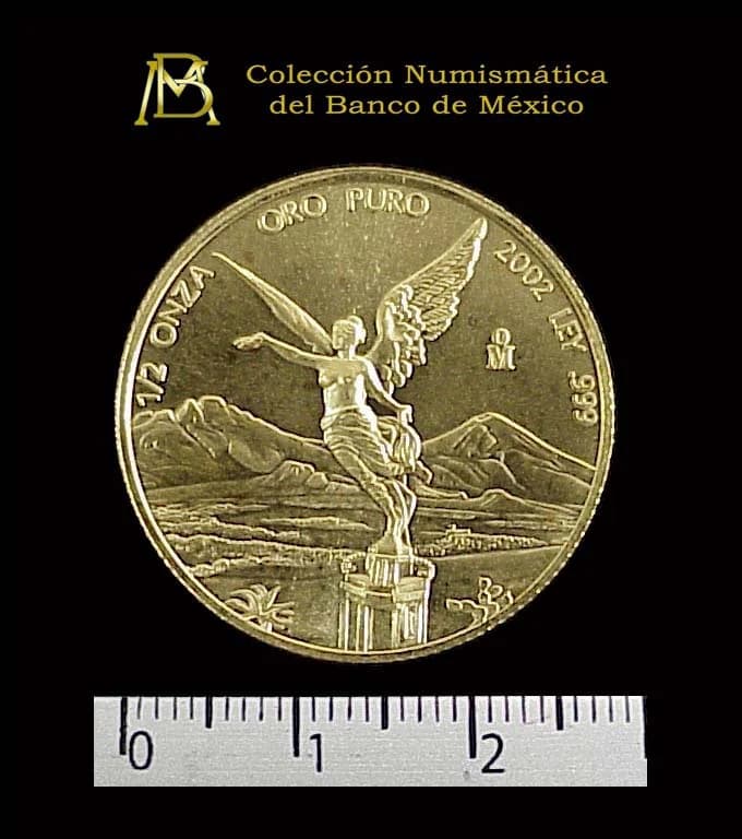 1/2 oz Libertad Oro 2002 · Inventario Banxico 21082 (reverso)