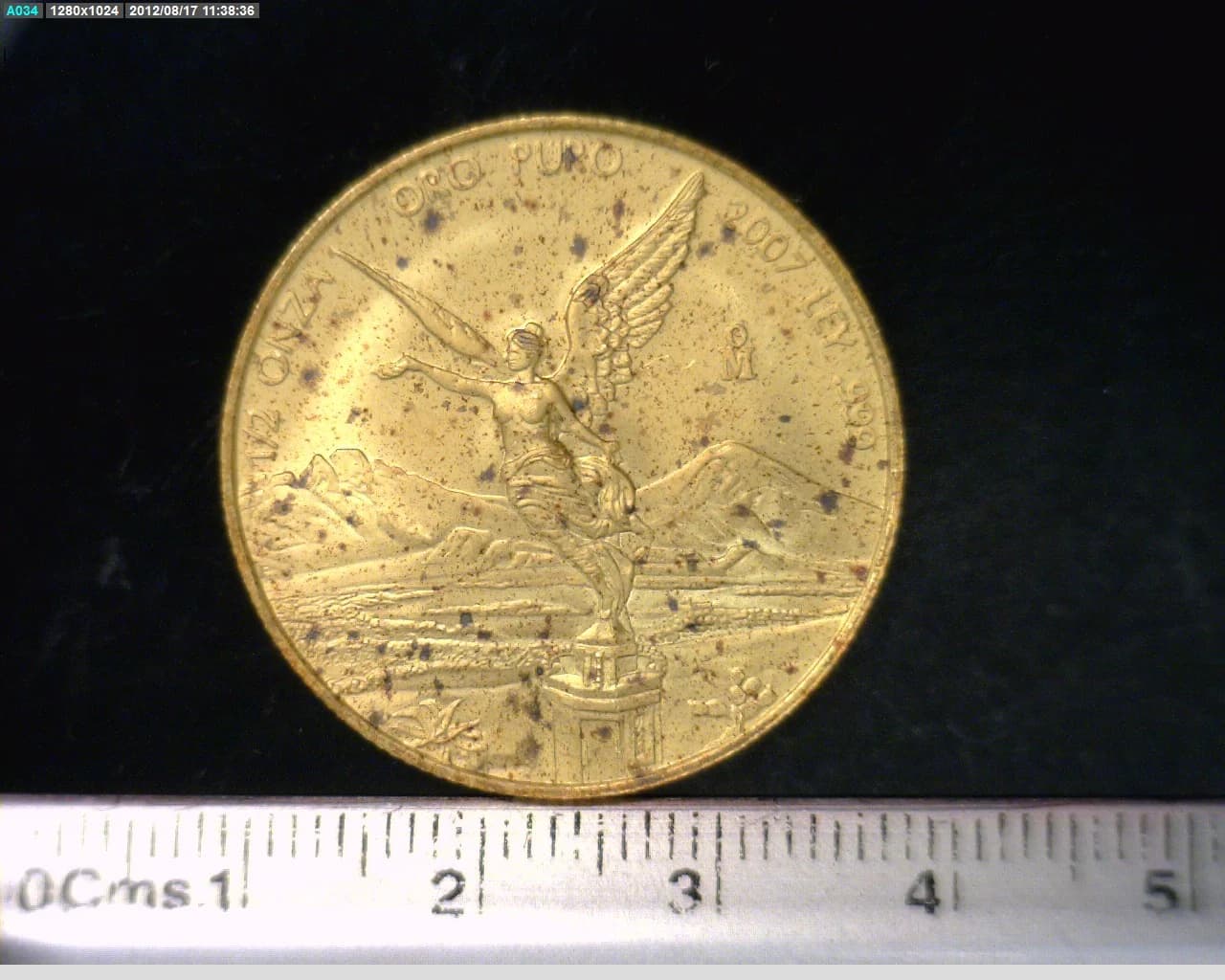 1/2 oz Libertad Oro 2007 · Inventario Banxico 21844 (reverso)