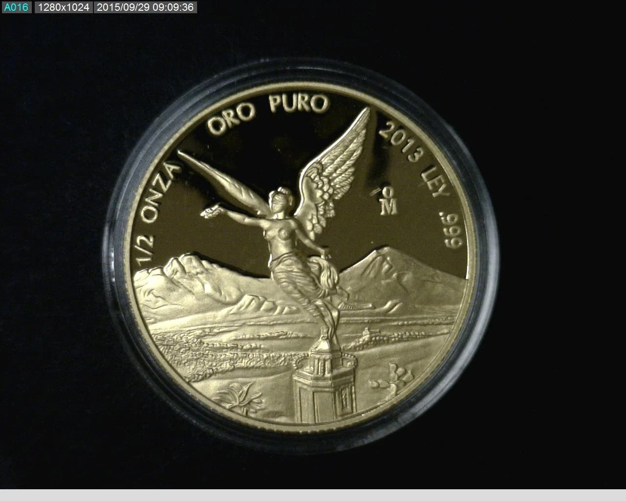 1/2 oz Libertad Oro 2013 · Inventario Banxico 23285 (reverso)