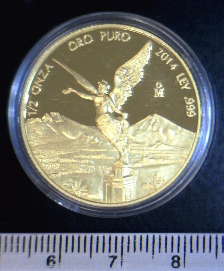 1/2 oz Libertad Oro 2014 · Inventario Banxico 23659 (reverso)