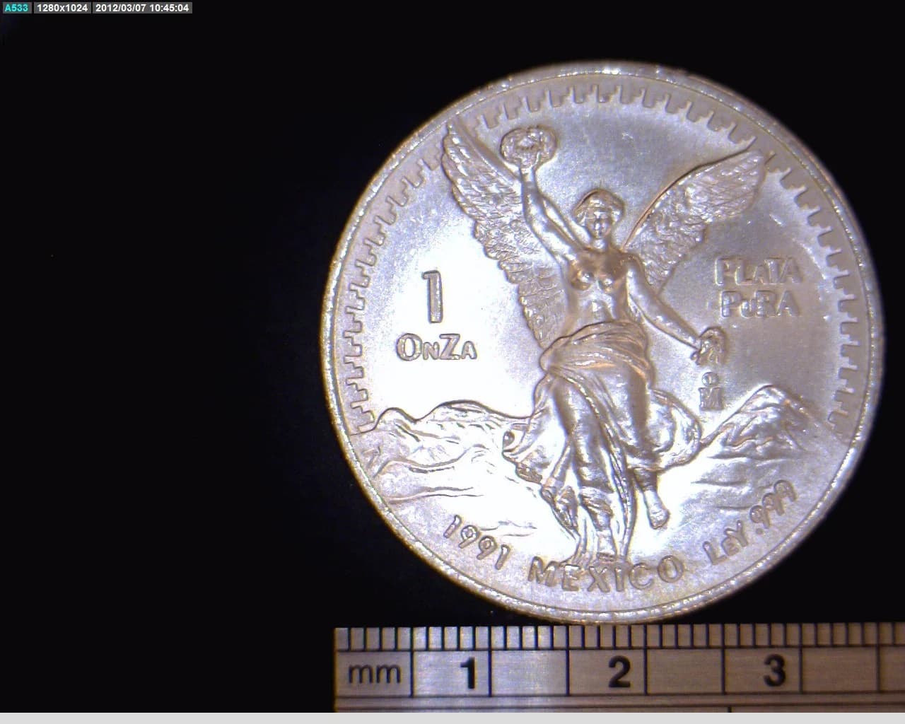 1/4 oz Libertad Plata 1991 · Inventario Banxico 17686 (reverso)