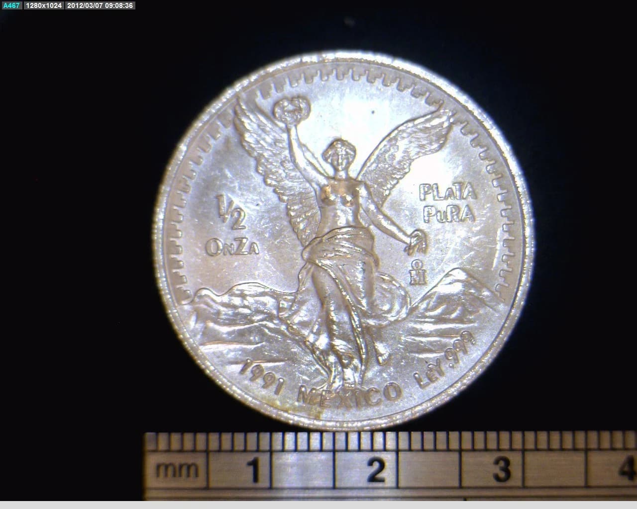 1/2 oz Libertad Plata 1991 · Inventario Banxico 17687 (reverso)