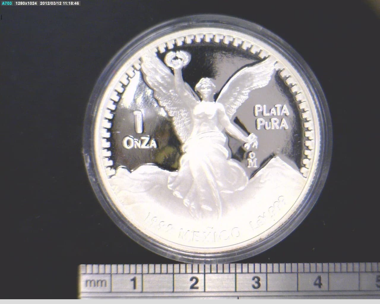 1/4 oz Libertad Plata 1992 · Inventario Banxico 17781 (reverso)