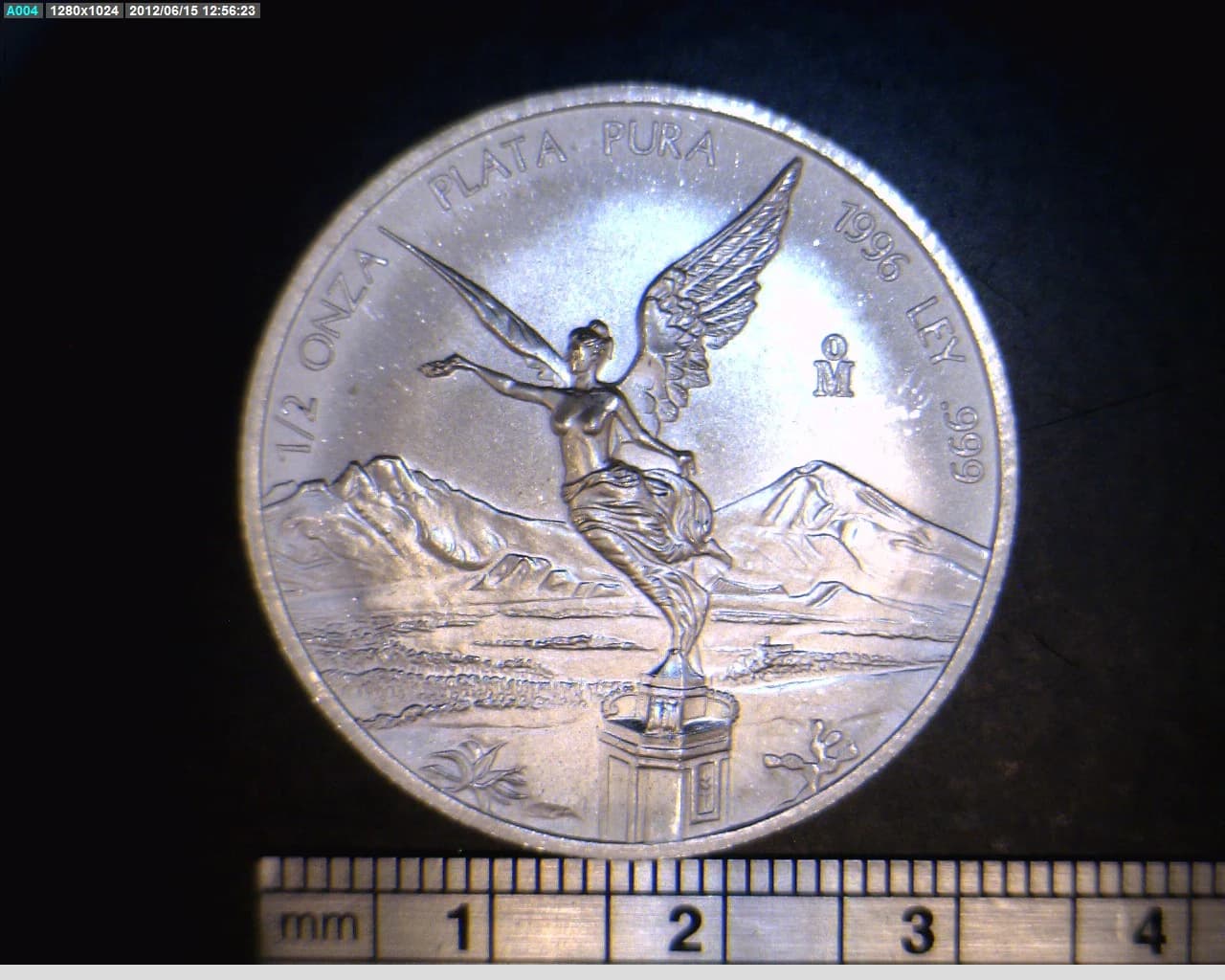 1/2 oz Libertad Plata 1996 · Inventario Banxico 19210 (reverso)