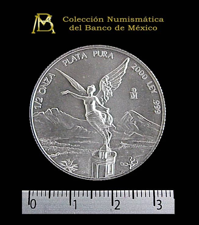 1/2 oz Libertad Plata 2000 · Inventario Banxico 20776 (reverso)