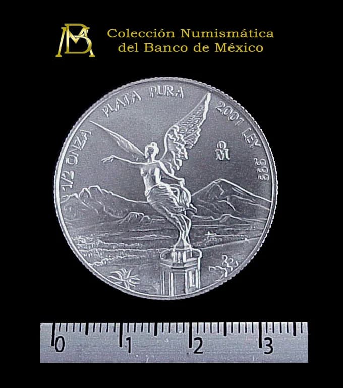 1/2 oz Libertad Plata 2001 · Inventario Banxico 20930 (reverso)