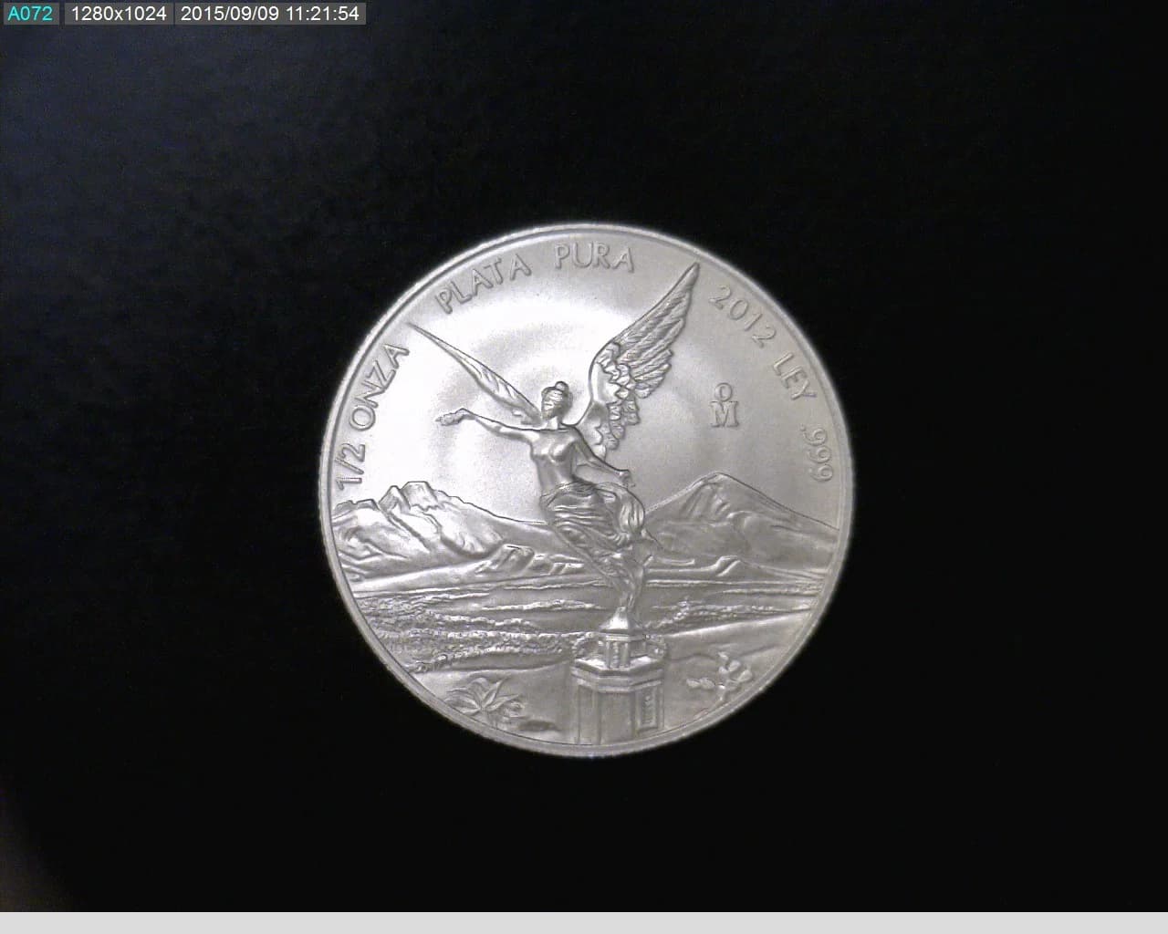 1/2 oz Libertad Plata 2012 · Inventario Banxico 23008 (reverso)