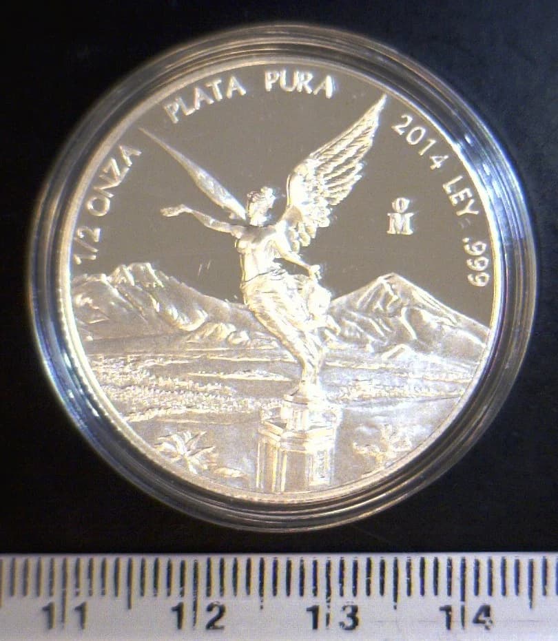 1/2 oz Libertad Plata 2014 · Inventario Banxico 23697 (reverso)