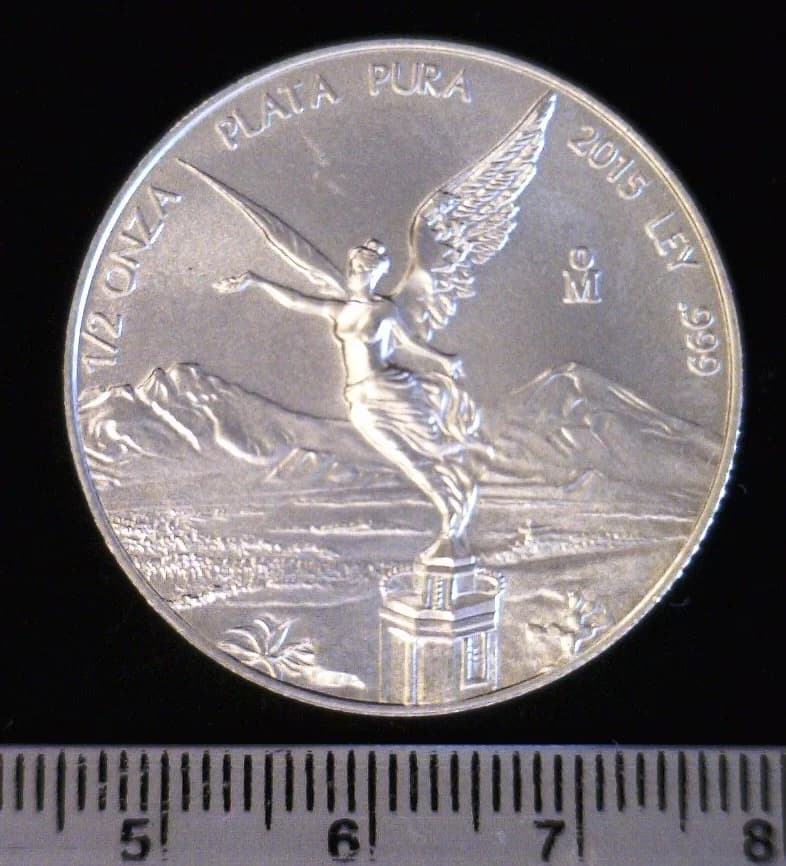 1/2 oz Libertad Plata 2015 · Inventario Banxico 23733 (reverso)
