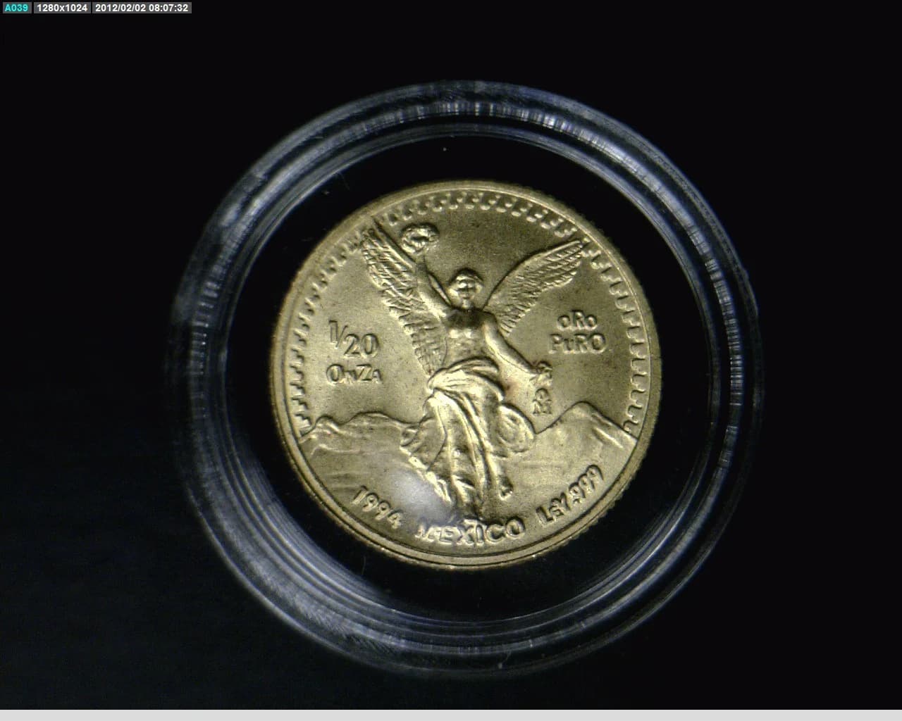 1/20 oz Libertad Oro 1994 · Inventario Banxico 17590 (reverso)