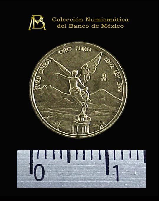 1/20 oz Libertad Oro 2002 · Inventario Banxico 21044 (reverso)