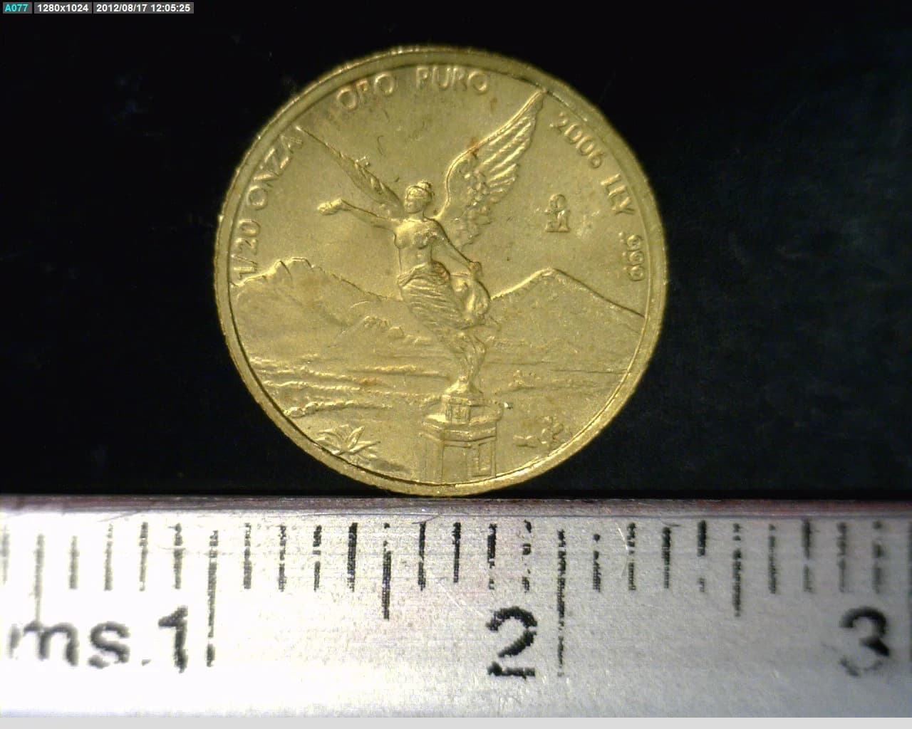 1/20 oz Libertad Oro 2006 · Inventario Banxico 21828 (reverso)