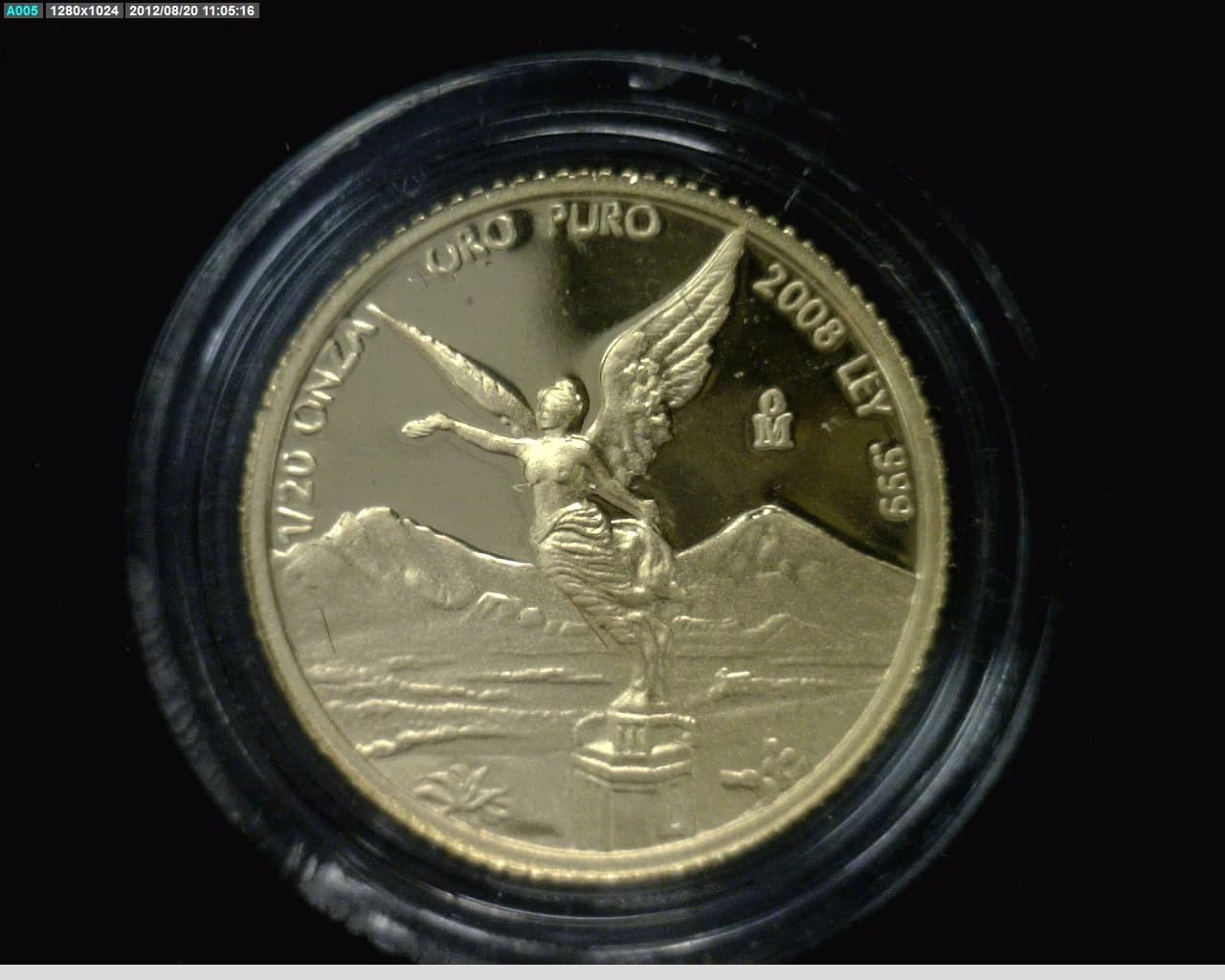 1/20 oz Libertad Oro 2008 (Espejo) · Inventario Banxico 22167 (reverso)