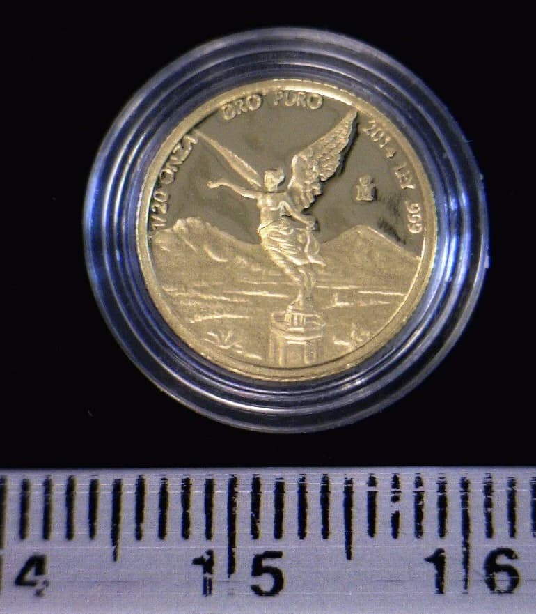 1/20 oz Libertad Oro 2014 · Inventario Banxico 23671 (reverso)