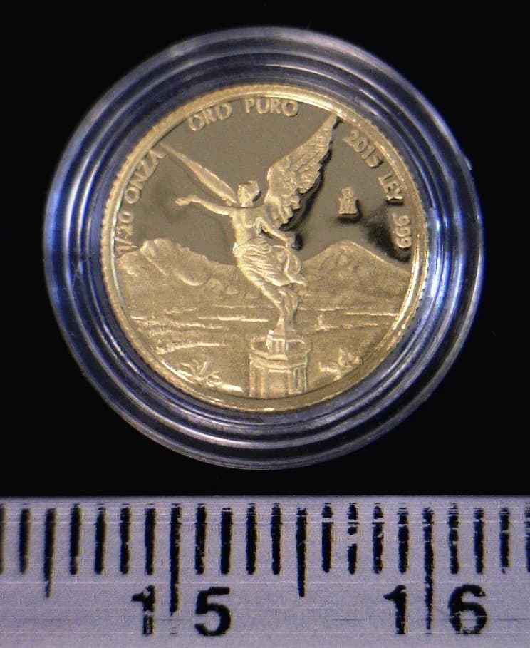 1/20 oz Libertad Oro 2015 · Inventario Banxico 23673 (reverso)