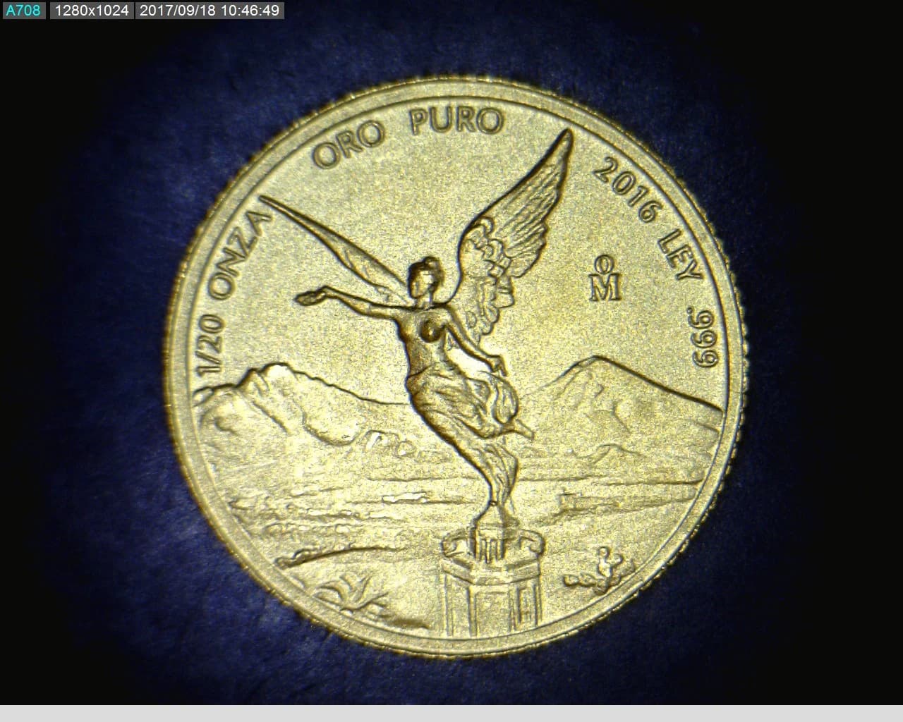 1/20 oz Libertad Oro 2016 · Inventario Banxico 23925 (reverso)
