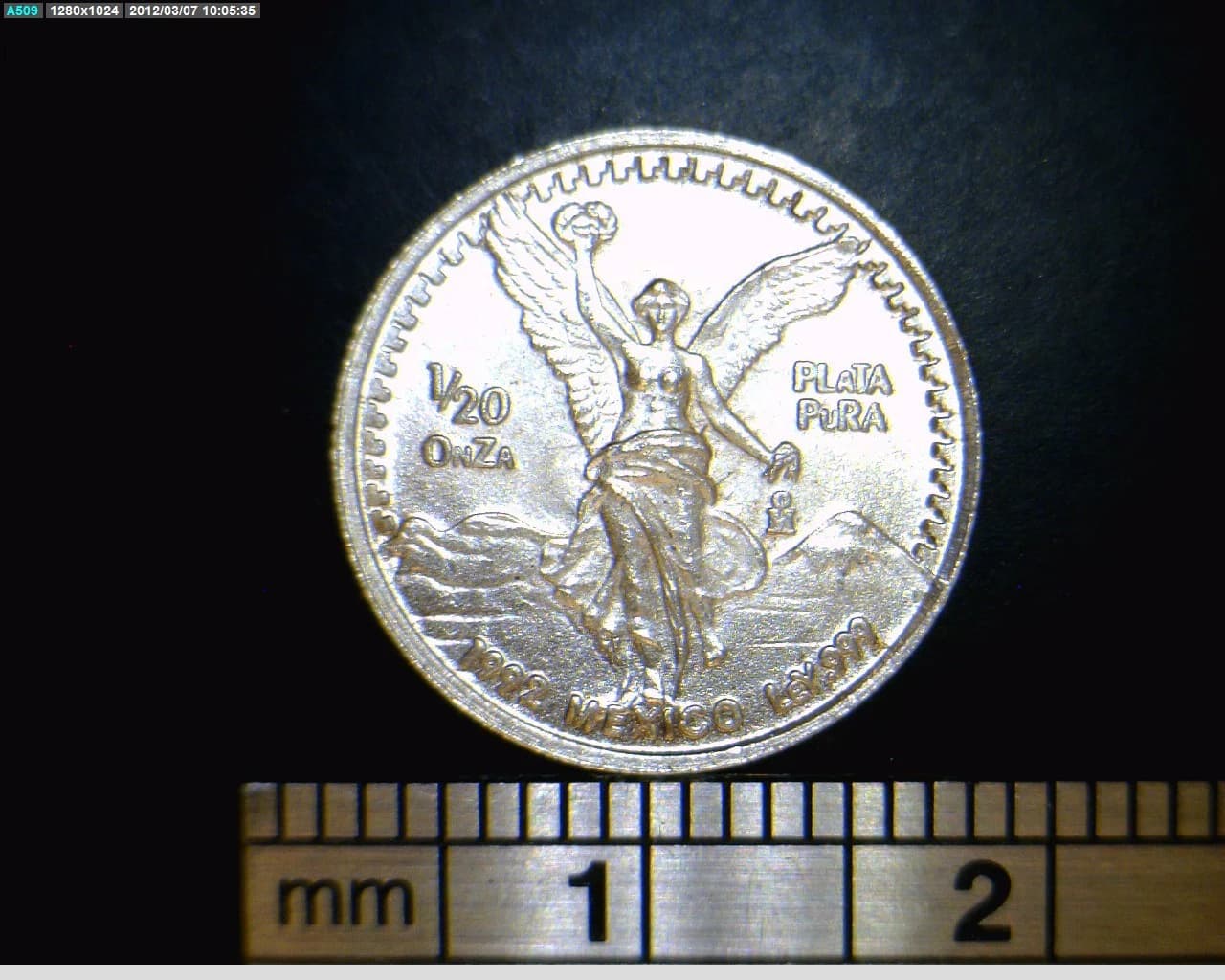 1/20 oz Libertad Plata 1992 · Inventario Banxico 17705 (reverso)