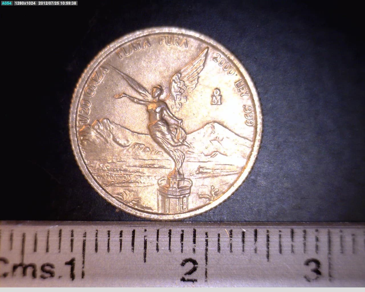 1/20 oz Libertad Plata 2000 · Inventario Banxico 20760 (reverso)
