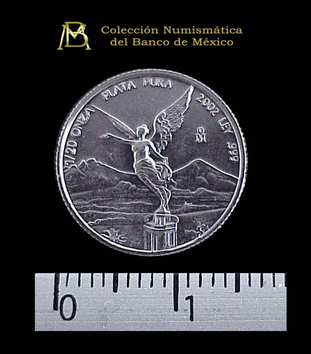1/20 oz Libertad Plata 2002 · Inventario Banxico 20910 (reverso)