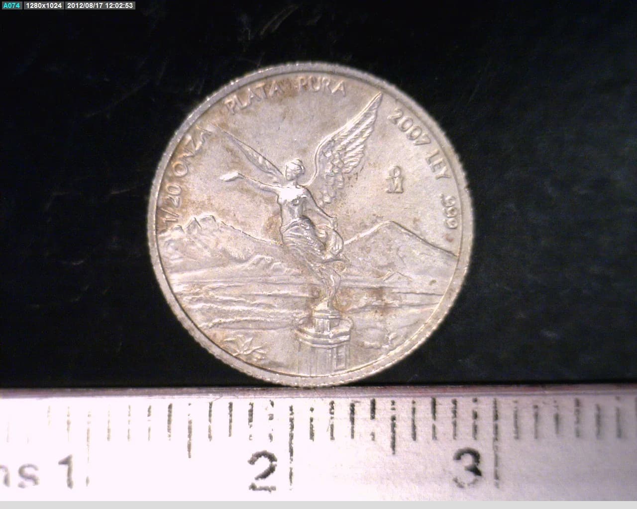 1/20 oz Libertad Plata 2007 · Inventario Banxico 21815 (reverso)