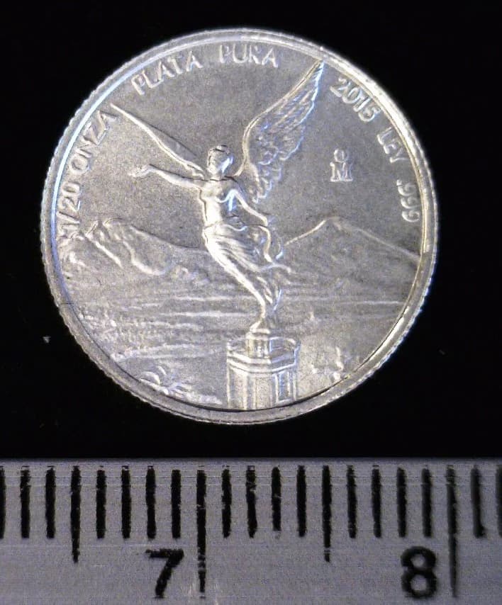1/20 oz Libertad Plata 2015 · Inventario Banxico 23738 (reverso)