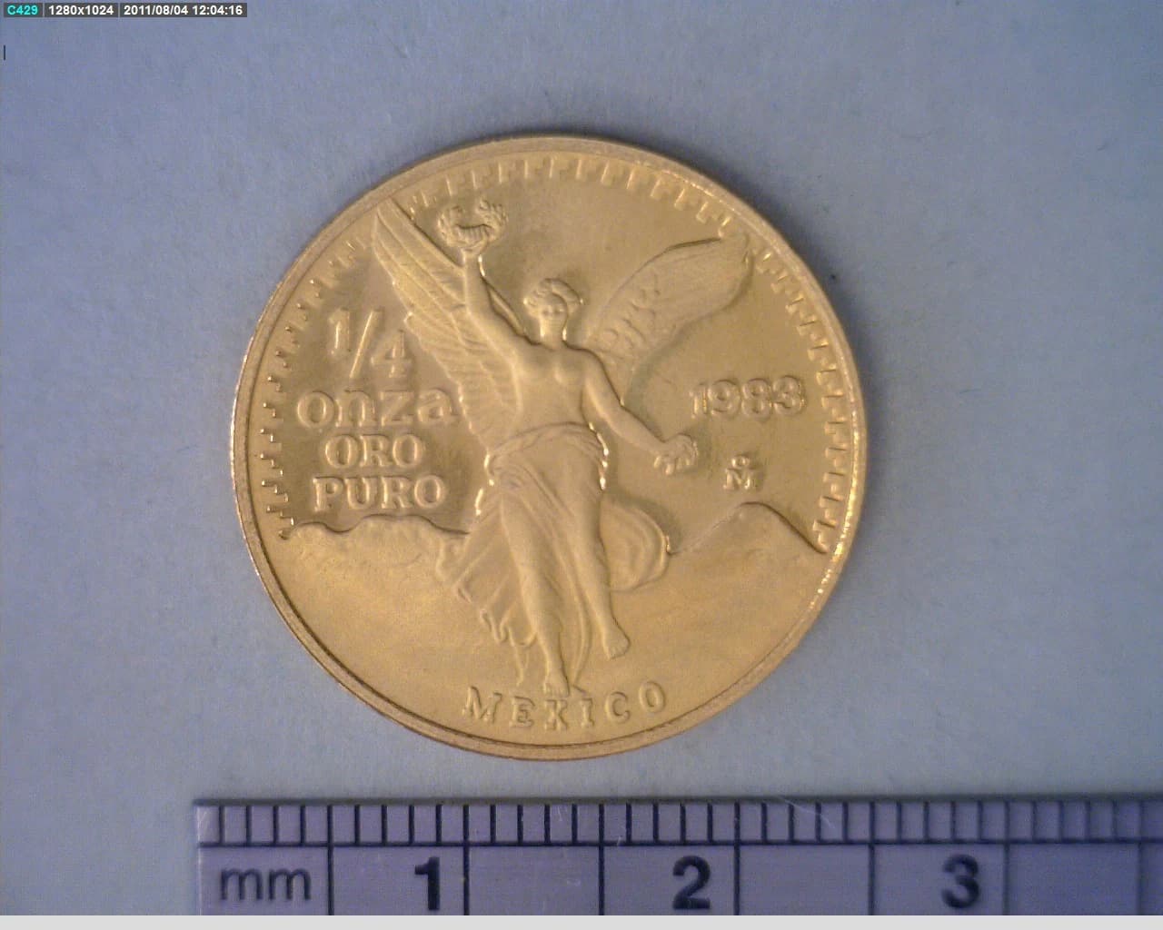 1/4 oz Libertad Oro 1983 · Inventario Banxico 16558 (reverso)